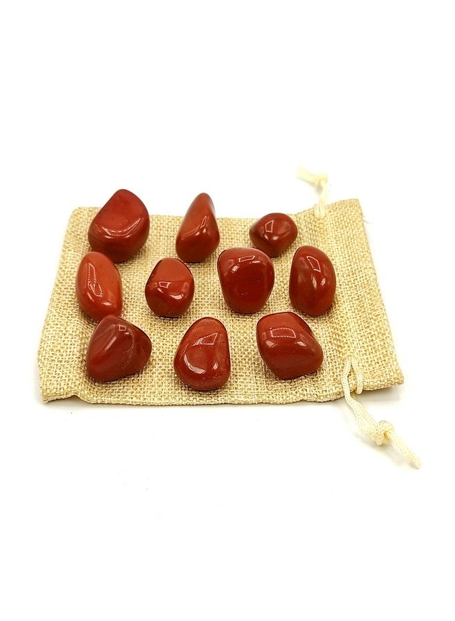 Plus Value أحجار اليشب الأحمر من بلس فاليو، حجر ناري لفاستو فنغ شوي، شاكرا أورا، كريستالات علاجية شخصية ريكي (200 غرام، مع حقيبة من الجوت) - Image 2